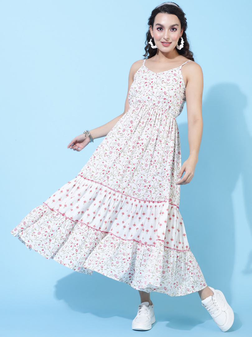 KIMAYRA Women Fit and Flare Multicolor Midi/Calf Length Dress