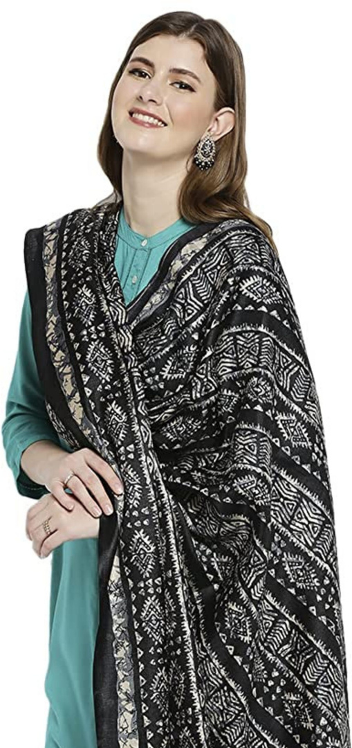 Sekmany Cotton Silk Printed Black Women Dupatta