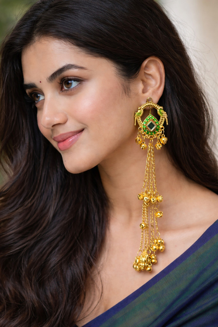 LOVELLAPOINT Traditional Kashmiri Jhumka Earrings | Bridal & Festive Wear Pearl Brass Drops & Danglers, Jhumki Earring, Plug Earring, Tassel Earring, Chandbali Earring