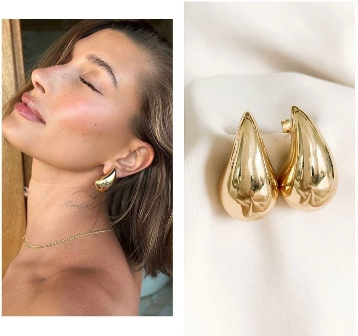 ISLANA STORE Korean Western Silver water Droop Studs Earrings Big ,Studs Earings for Women, Alloy Stud Earring