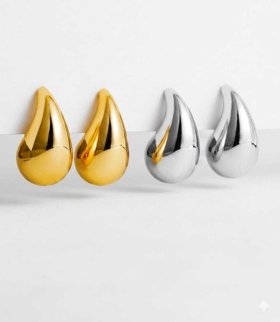 THREENETWORK Earring Teardrop Silver & Gold Kaju Alloy Stud Earring