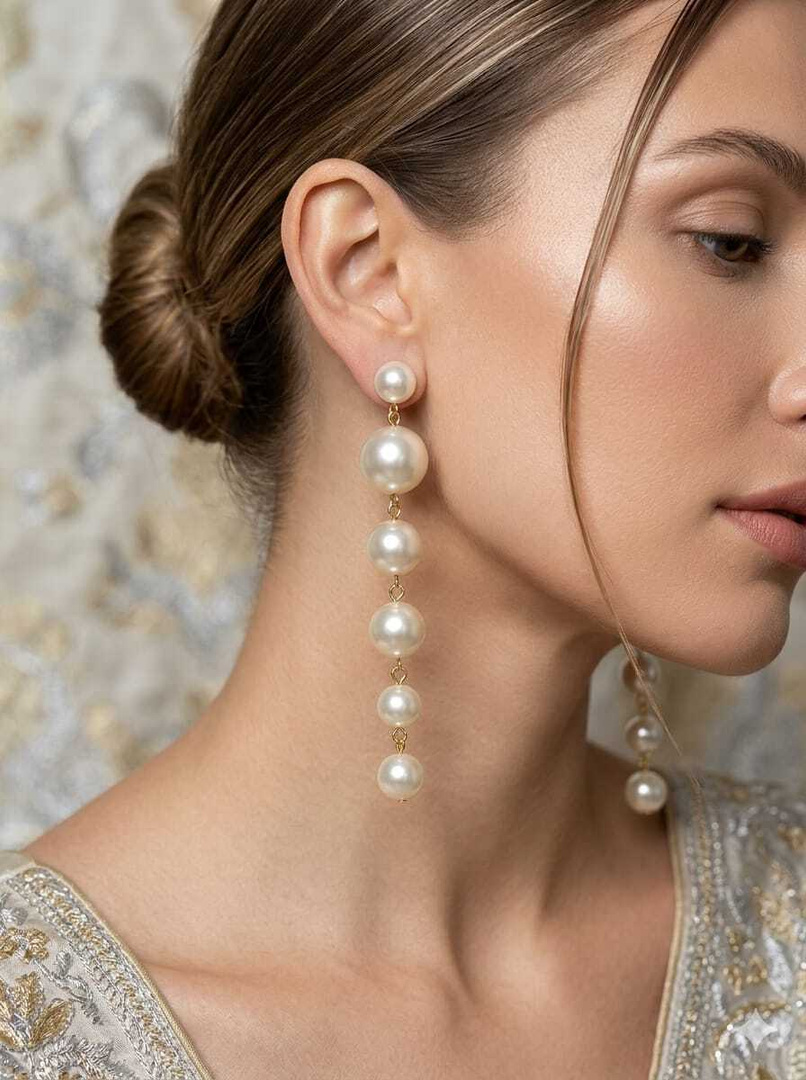 parth enterprises Long Pearl Drop Earrings for Women & Girls Alloy Drops & Danglers