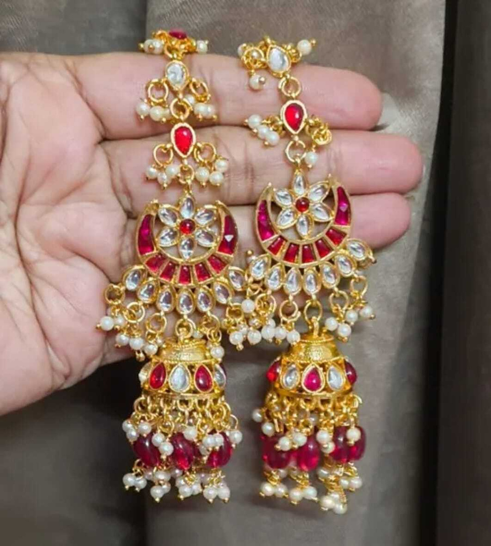 vraj imitation Long Zumkhi Earring Pearl, Cubic Zirconia Alloy Jhumki Earring