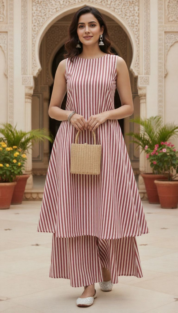 BEEGET FASHION Women Pure Cotton Kurta Palazzo Set