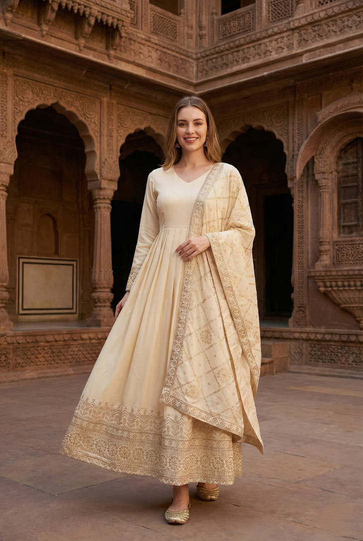 DSK STUDIO Women Polyester Kurta Dupatta Set