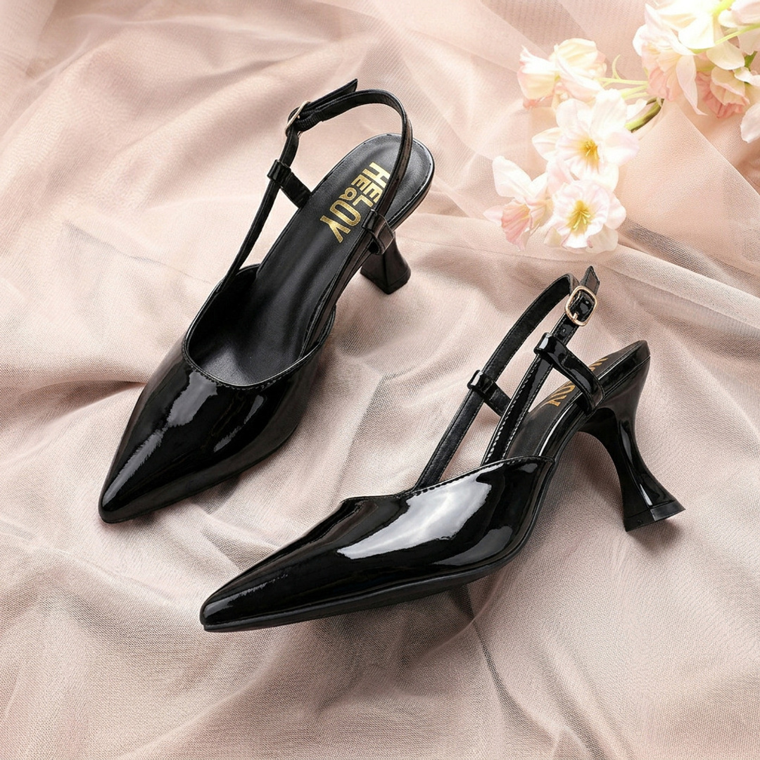 heelady Women Heels Sandal (Black , 8)