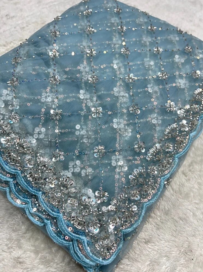 AVIRAT DESIGNER STUDIO Embellished Bollywood Georgette Saree (Light Blue)