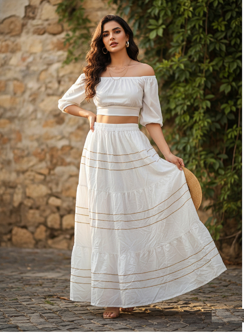 FASNEXX Women Solid Flared White Skirt