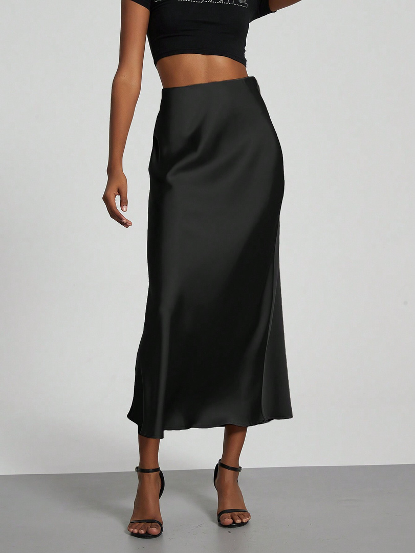 KATECLO Women Solid Regular Black Skirt