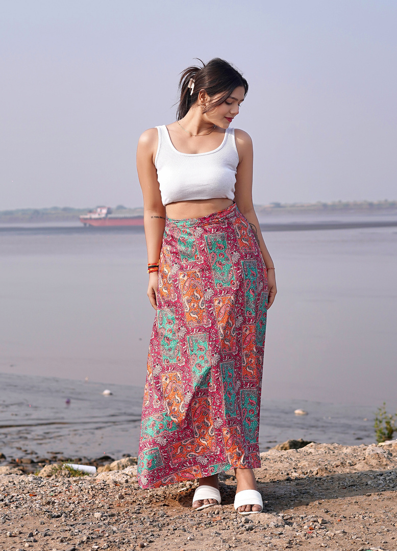 tennecy Women Printed Wrap Around Multicolor Skirt