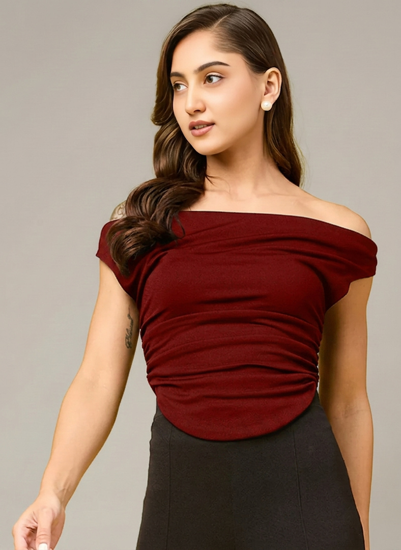 METRONAUT Casual Sleeveless Solid Women Maroon Top