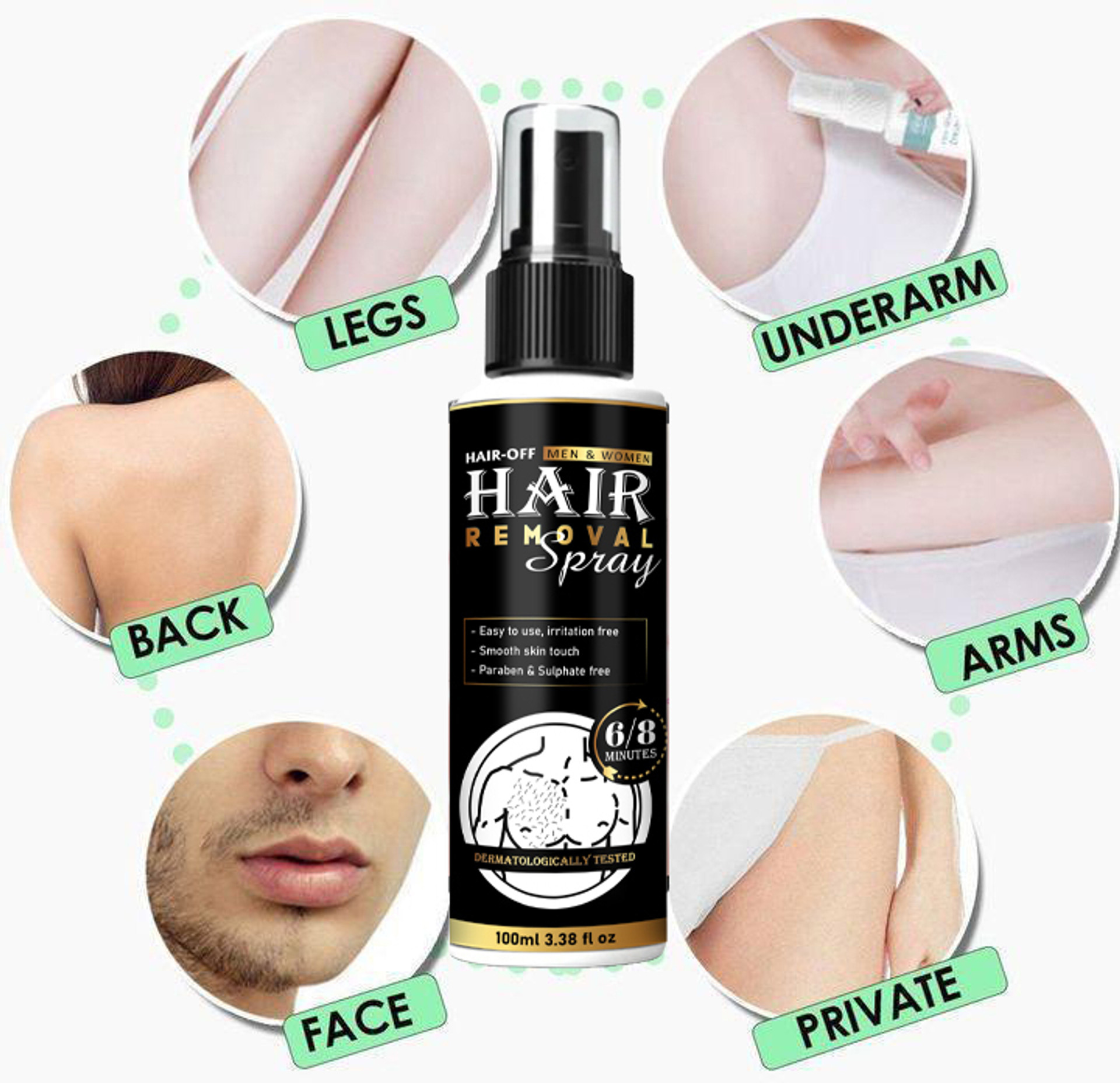 Hair Removal Cream for Men | Painless Body Removal Spray Spray (100 ml) image 4