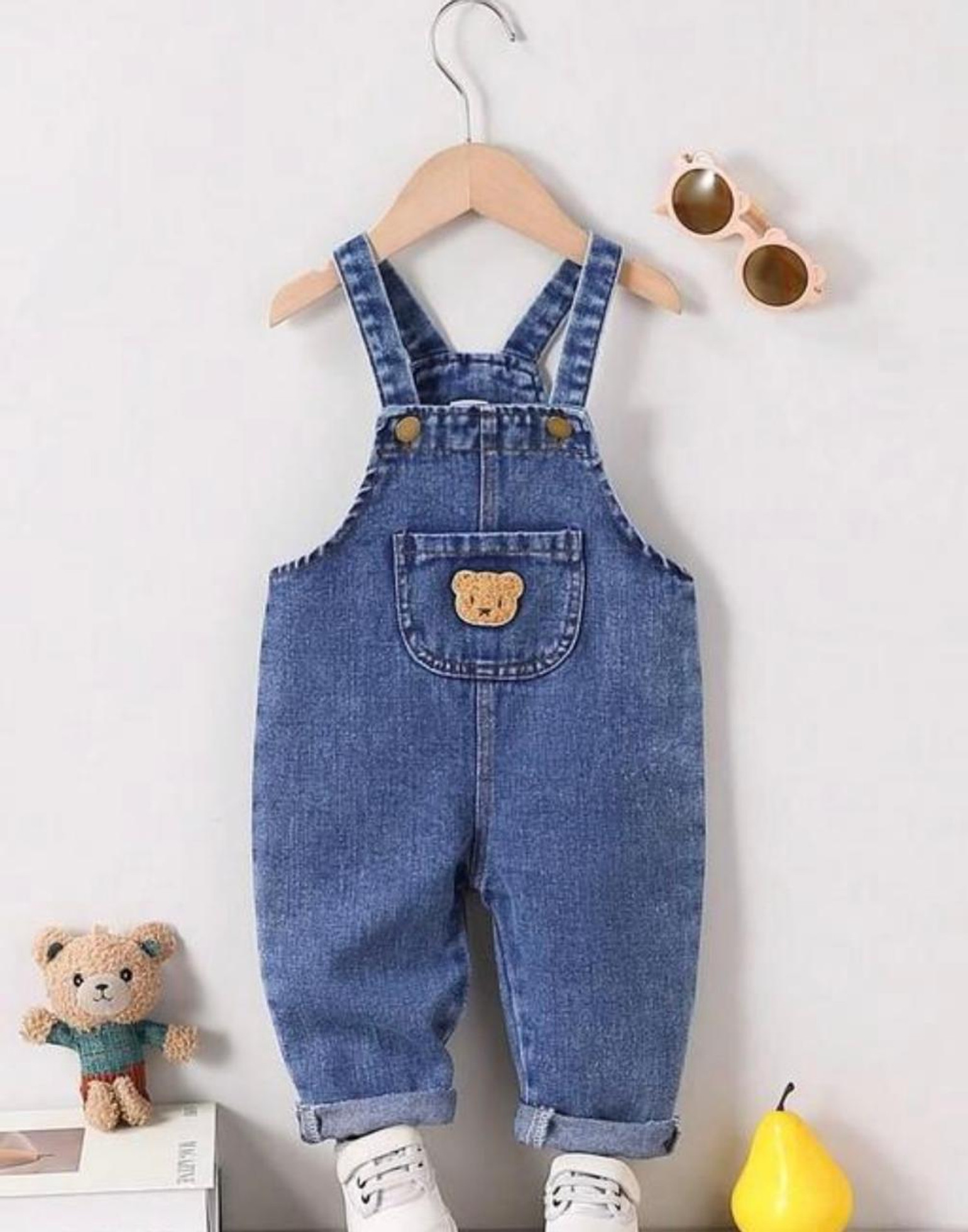 Fine Baby Baby Boys & Baby Girls Casual Dungaree T-shirt (Blue, White) photo 3