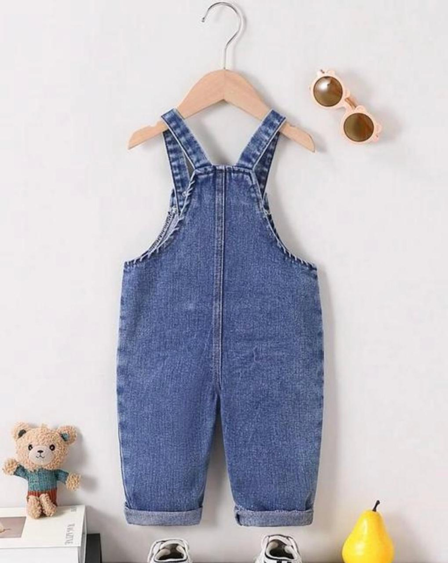 Fine Baby Baby Boys & Baby Girls Casual Dungaree T-shirt (Blue, White) photo 2