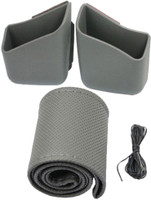 Allure Auto 1 Ring Type Car Steering Cover, 1 Pair Of Car Pillar Pocket Holder Box Combo