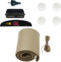 Allure Auto 1 Ring Type Car Steering Cover, Car Reverse Parking Sensor With Led Display- White Combo