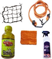 Trost Car & Bike Polish, Microfiber Cloth, Shampoo, Rope Elastic, Cargo Net Combo