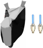 Gking 1 Grey Black bike body cover With 2 Bike Tyre valve cap Light Blue Combo