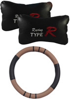 Allure Auto 1 Ring Type Car Steering Cover, 1 Pair Of Neck Rest Combo