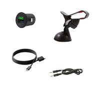 Primecare 1 Car Charger, 1Aux:Cable, 1 Micro Usb, 1 Mobile Holder Combo