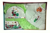 Bonfree BelleGirl 100% Cotton New Born Gift Set of 5 Pcs for Girl Green 0-3M(Green)