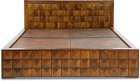 Evok Diamond Solid Wood King Bed With Storage(Finish Color -  Brown)   Furniture  (Evok)