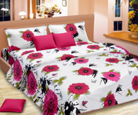 Cortina Satin Floral Double Bedsheet(1 Double Bed sheet with 2 Pillow Covers, Multicolor) RS.1106.00