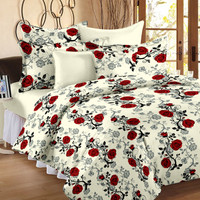 Ahmedabad Cotton Cotton Floral Double King Bedsheet(1 King Size Bedsheet, 2 Pillow Covers, Beige, Red) RS.999.00