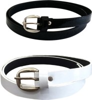 Verceys Women Casual White, Black Artificial Leather Belt