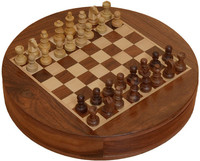 Chessbazzar Travel Series Round Magnetic Fitted Chess Chess Board(Off White, Brown) RS.1325.00