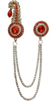 FURE Double Chain Round Bead Kilangi Brooch(Red)