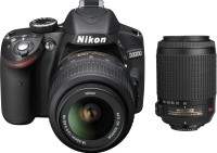 NIKON D3200 with (AF-S 18-55 mm VRII + AF-S 55-200 mm VR Kit) DSLR Camera(Black)