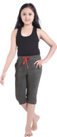 Red Ring Capri For Girls Solid Cotton Blend(Grey) Red Ring Capri For Girls Solid Cotton Blend(Grey)