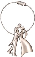 ShopeGift Bride & Groom Metal Wire Locking Key Chain(Silver)