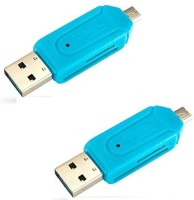 BB4 USB 2.0 + Micro USB OTG SD T-Flash Adapter for Cell Phone PC Card Reader(Blue)   Laptop Accessories  (BB4)