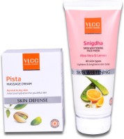 VLCC Pista Massage Cream & Snigdha Skin Whitening Face Mask(Set of 2)