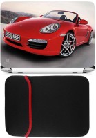 FineArts Red Car Laptop Skin with Reversible Laptop Sleeve Combo Set   Laptop Accessories  (FineArts)
