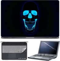 Skin Yard 3D black Skull With Blue Light Laptop Skin with Screen Protector & Keyboard Skin -15.6 Inch Combo Set   Laptop Accessories  (Skin Yard)