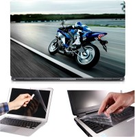 Skin Yard 3in1 Combo- Bike Racing Laptop Skin with Screen Protector & Keyguard -15.6 Inch Combo Set   Laptop Accessories  (Skin Yard)