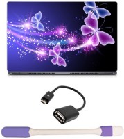Skin Yard Glowing Butterfly Abstract Laptop Skin -14.1 Inch with USB LED Light & OTG Cable (Assorted) Combo Set   Laptop Accessories  (Skin Yard)