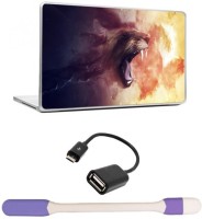 Skin Yard Digital Lion In Space Laptop Skins with USB LED Light & OTG Cable - 15.6 Inch Combo Set   Laptop Accessories  (Skin Yard)