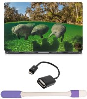 Skin Yard Aqualife & Reptiles Laptop Skin -14.1 Inch with USB LED Light & OTG Cable (Assorted) Combo Set   Laptop Accessories  (Skin Yard)