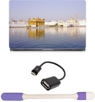 Skin Yard Golden Temple Full View Laptop Skin -14.1 Inch with USB LED Light & OTG Cable (Assorted) Combo Set   Laptop Accessories  (Skin Yard)