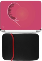 View FineArts Half Heart On Pink Laptop Skin with Reversible Laptop Sleeve Combo Set Laptop Accessories Price Online(FineArts)