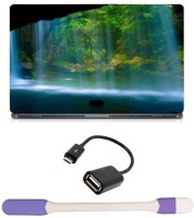 Skin Yard Cave Fall Stream Laptop Skin -14.1 Inch with USB LED Light & OTG Cable (Assorted) Combo Set   Laptop Accessories  (Skin Yard)