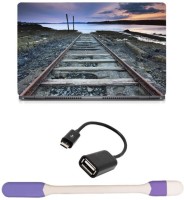Skin Yard Railway Track Laptop Skin -14.1 Inch with USB LED Light & OTG Cable (Assorted) Combo Set   Laptop Accessories  (Skin Yard)