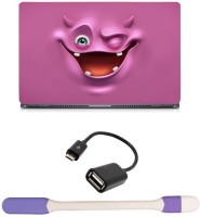 Skin Yard Classic Humor Cartoon on Pink Background Sparkle Laptop Skin -14.1 Inch with USB LED Light & OTG Cable (Assorted) Combo Set   Laptop Accessories  (Skin Yard)