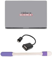 Skin Yard I Believe In Science Sparkle Laptop Skin -14.1 Inch with USB LED Light & OTG Cable (Assorted) Combo Set   Laptop Accessories  (Skin Yard)