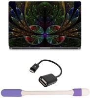 Skin Yard 3D Fractal Floral Abstract Sparkle Laptop Skin with USB LED Light & OTG Cable - 15.6 Inch Combo Set   Laptop Accessories  (Skin Yard)