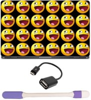 Skin Yard Awesome Town Smileys Laptop Skin -14.1 Inch with USB LED Light & OTG Cable (Assorted) Combo Set   Laptop Accessories  (Skin Yard)